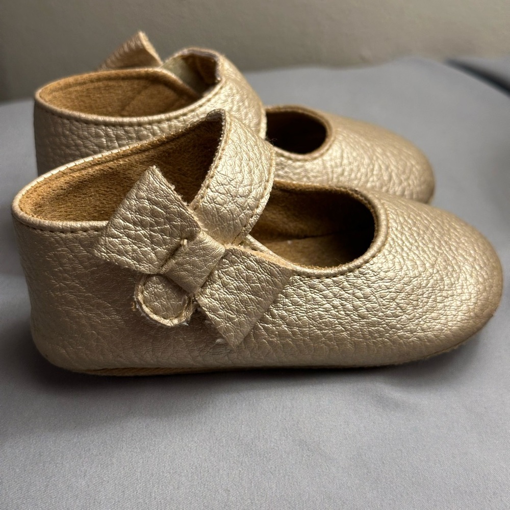 Amazon Gold Baby Walker Shoes with Bow